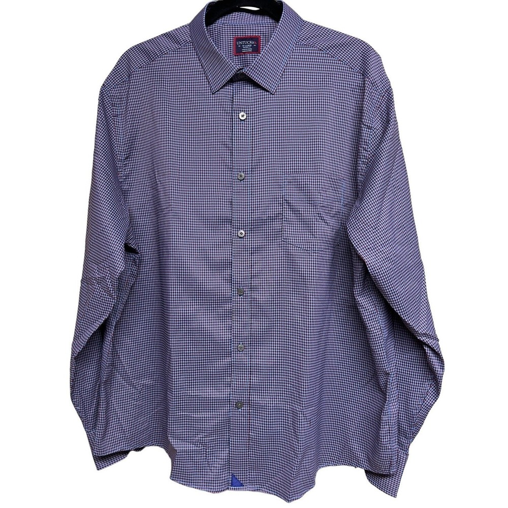 UNTUCKit Wrinkle-Free Performance Symington Shirt Red Black & Blue Check Mens XL